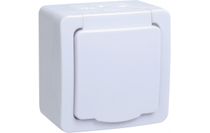 Розетка с заземлением наружная с крышкой IP54 16A Гермес PLUS